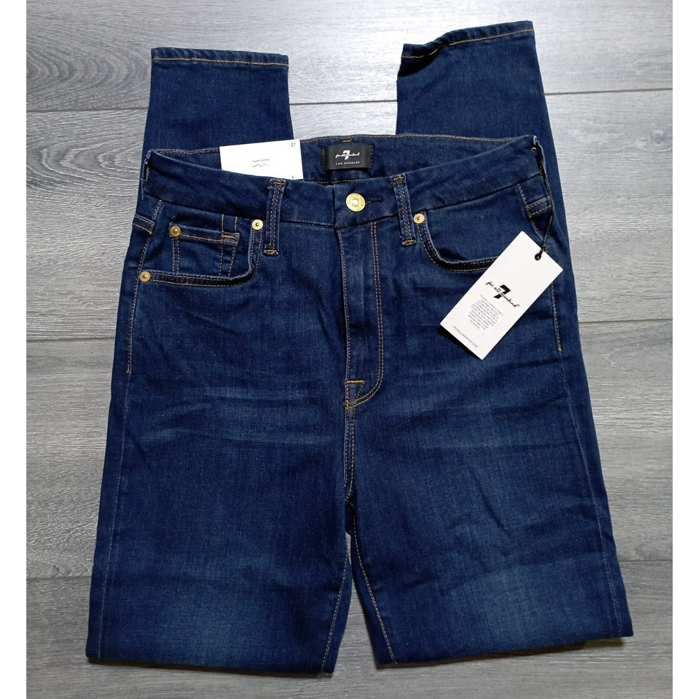 7 For All Mankind Jeans High Rise Skinny Womens Size 27 Dark Denim Wash